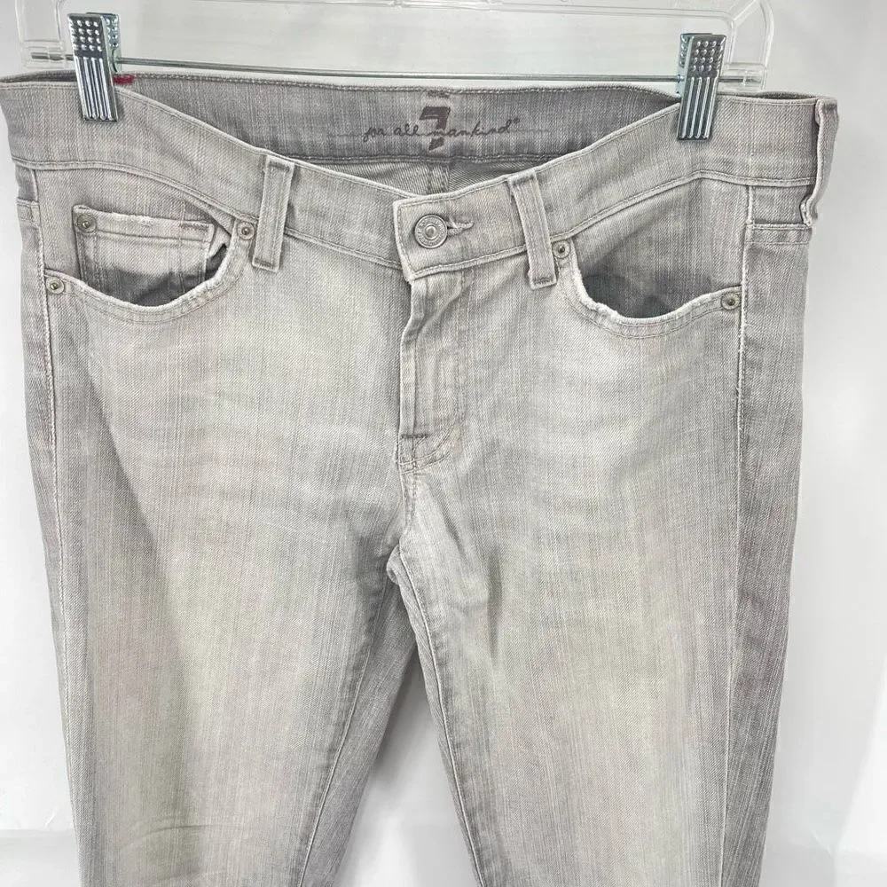 7 for all Mankind Womens Skinny Jeans 5 Pocket Cotton Blend Mid Rise Gray 29